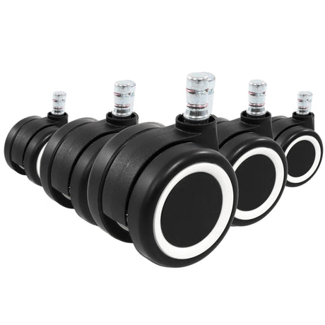 Cinco ruedas para sillas negras 5x ROLO COLOR 60 11mm/60mm con anillo blanco para suelos duros de hjh OFFICE
