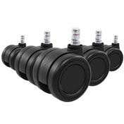 Cinco ruedas para sillas negras 5x ROLO COLOR 60 11mm/60mm para suelos duros con pines metálicos de hjh OFFICE