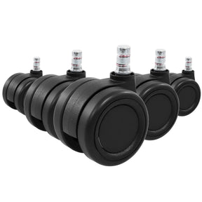 Cinco ruedas para sillas negras 5x ROLO COLOR 60 11mm/60mm para suelos duros con pines metálicos de hjh OFFICE