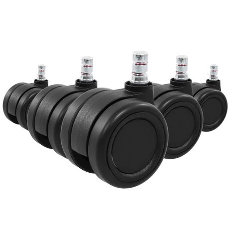 Cinco ruedas para sillas negras 5x ROLO COLOR 60 11mm/60mm para suelos duros con pines metálicos de hjh OFFICE