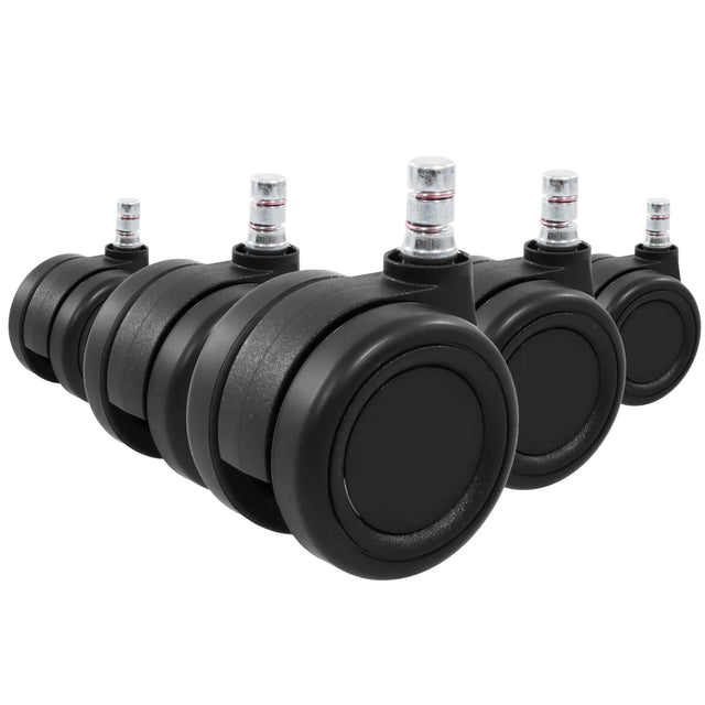 Cinco ruedas para sillas negras 5x ROLO COLOR 60 11mm/60mm para suelos duros con pines metálicos de hjh OFFICE
