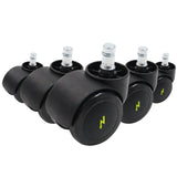 Cinco ruedas para sillas negras 5x ROLO ESD 11mm/50mm para suelos duros con pernos metálicos de hjh OFFICE