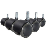 Cinco Ruedas para sillas 5x ROLO FIX 11mm/50mm negras para suelos duros con pernos metálicos plateados de hjh OFFICE