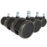 Cinco ruedas para sillas 5x ROLO FREE 10mm/65mm negras para suelos duros con pernos metálicos plateados de hjh OFFICE