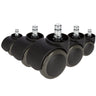 Cinco ruedas para sillas negras 5x ROLO FREE 11mm/50mm para suelos duros con pernos metálicos de hjh OFFICE
