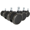 Cinco Ruedas para sillas negras 5x ROLO FREE 11mm/65mm para suelos duros con pernos metálicos de hjh OFFICE