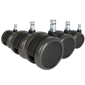 Cinco Ruedas para sillas negras 5x ROLO FREE 11mm/65mm para suelos duros con pernos metálicos de hjh OFFICE