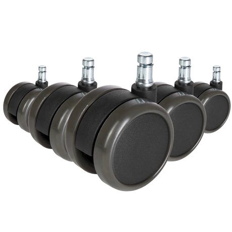 Cinco Ruedas para sillas negras 5x ROLO FREE 11mm/65mm para suelos duros con pernos metálicos de hjh OFFICE