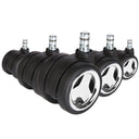 Cinco ruedas para sillas 5x ROLO GAME No-Noise 11mm/60mm en negro y cromo para suelos duros de hjh OFFICE