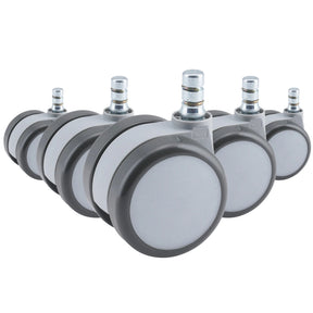 Cinco ruedas para sillas grises 5x ROLO MOVE 60 11mm/60mm para suelos duros con pernos metálicos de hjh OFFICE