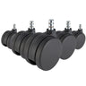 Cinco ruedas para sillas 5x ROLO No-Noise 11mm/75mm negras para moquetas con pines metálicos plateados de hjh OFFICE