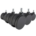 Cinco ruedas para sillas 5x ROLO No-Noise 11mm/75mm negras para moquetas con pines metálicos plateados de hjh OFFICE