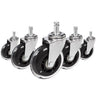 Cinco ruedas para sillas 5x ROLO SKATE CT 11mm/75mm en plata y transparente para suelos duros de hjh OFFICE