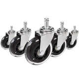 Cinco ruedas para sillas 5x ROLO SKATE CT 11mm/75mm en plata y transparente para suelos duros de hjh OFFICE