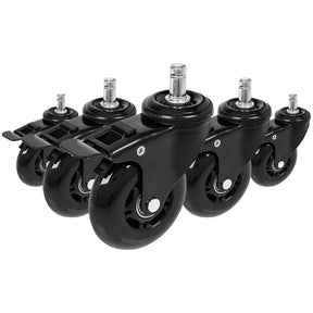 Cinco ruedas para sillas negras 5x ROLO SKATE S 11mm/75mm con frenos para suelos duros de hjh OFFICE
