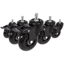Cinco ruedas para sillas negras 5x ROLO SKATE S 11mm/75mm con frenos para suelos duros de hjh OFFICE