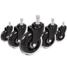 Cinco Ruedas para sillas 5x ROLO SKATE ST 11mm/75mm en negro y transparente para suelos duros de hjh OFFICE