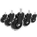 Cinco Ruedas para sillas 5x ROLO SKATE ST 11mm/75mm en negro y transparente para suelos duros de hjh OFFICE