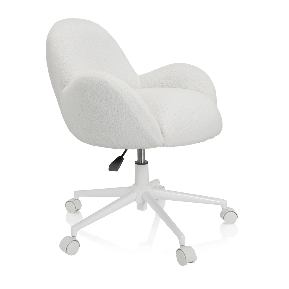 Silla giratoria para niños KID TEDDY I blanca con tapicería estructurada y base de cinco ruedas de hjh OFFICE – vista de 360° (vista frontal en diagonal 60°)