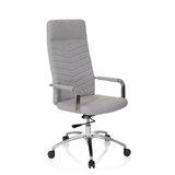 Silla Home Office SARANTO PLUS en color gris claro con reposabrazos y base de cinco ruedas de hjh OFFICE – vista de 360° (vista frontal en diagonal 40°)