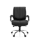 Silla giratoria XXL H 100 negra de cuero sintético con base de estrella y cinco ruedas de hjh OFFICE – vista de 360° (vista frontal 0°)