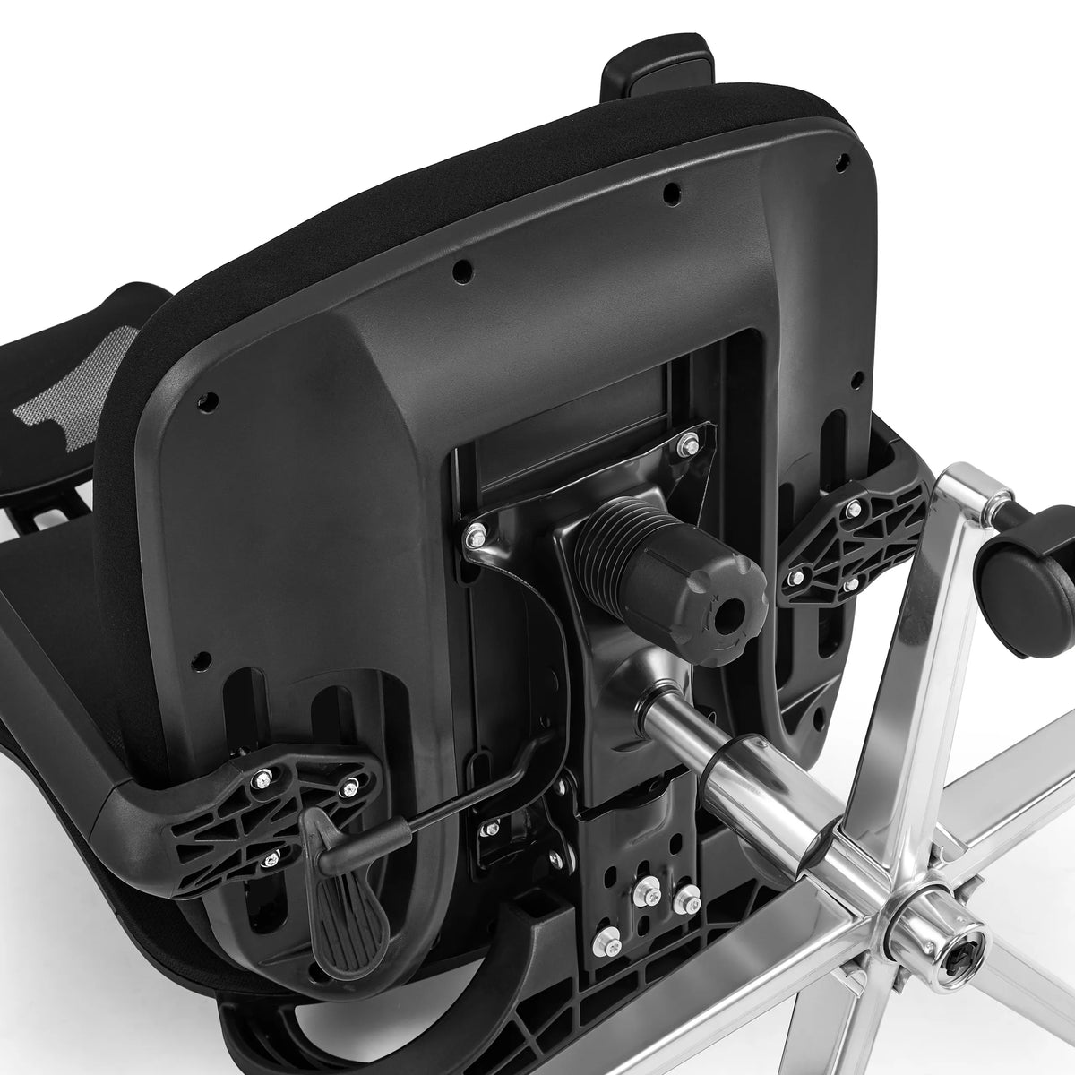 Parte inferior del asiento con muelle de gas y palanca de ajuste de la silla de oficina profesional Ergosento en negro de hjh OFFICE