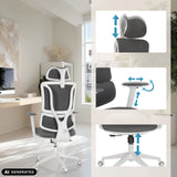 Reposacabezas, reposabrazos y altura del asiento ajustables de la Silla Home Office ERGOMY WF de MyBuero (imagen generada por IA)