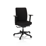 Silla de oficina profesional SENATOR negra con reposabrazos y una base de cinco ruedas de hjh OFFICE – vista de 360° (vista frontal 20°)