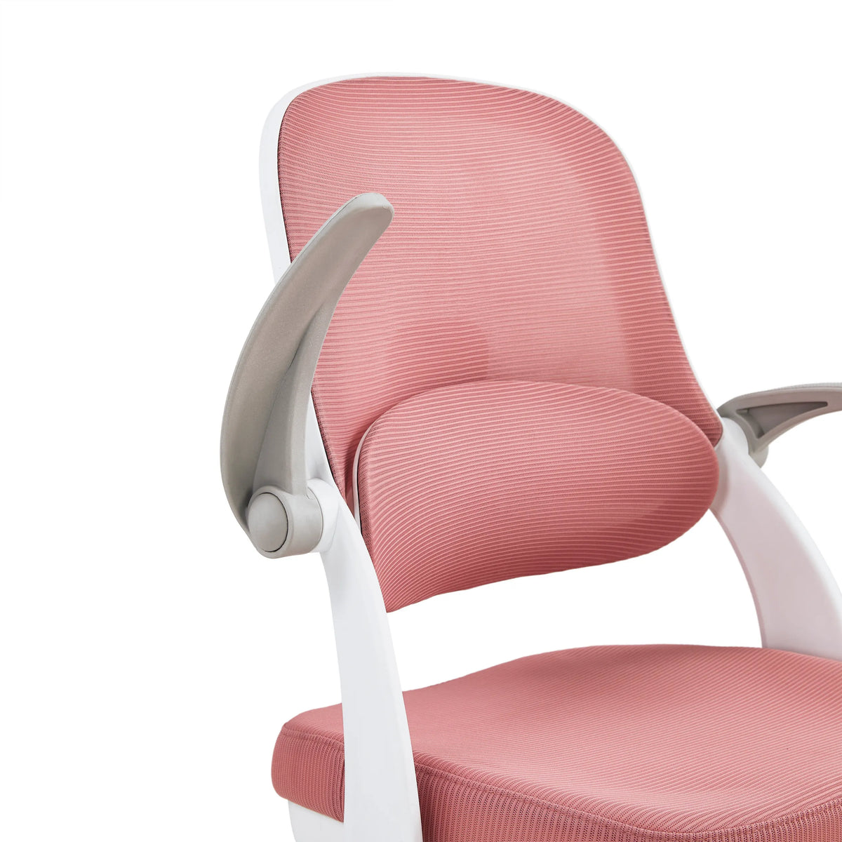 Tapizado de tela rosa estructurada y reposabrazos gris de la silla giratoria para niños Kiddy Smart Step de hjh OFFICE