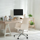 Silla Home Office SOLAO CORD beige con reposabrazos y base con ruedas de hjh OFFICE