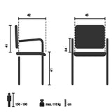 Dibujo técnico de la Silla de exterior BEGIO L con un ancho de 45 cm de hjh LIVING