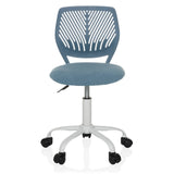 Silla giratoria para niños KID QW azul con respaldo perforado y base blanca de cinco ruedas de hjh OFFICE – vista de 360° (vista frontal 0°)