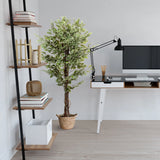 Planta artificial FICUS en verde con una cesta tejida como maceta de hjh OFFICE