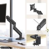 Soporte de monitor VM-MG1S con placa VESA, brazo articulado y fijación a mesa en negro de hjh OFFICE (imagen generada por IA)