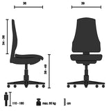Dibujo técnico de la Silla giratoria para niños KID CLASSIC con una altura del asiento de 38-49 cm de hjh OFFICE