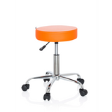 Taburete giratorio naranja OPERATOR II con pistón de gas y base de cinco ruedas de hjh OFFICE – vista de 360° (vista frontal 20°)