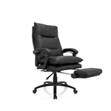 Sillón de oficina Home Office RELAX CL 200 negro de piel sintética con base de estrella y cinco ruedas de MyBuero – vista de 360° (vista frontal en diagonal 40°)