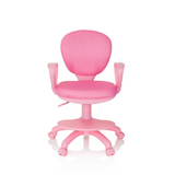 Silla giratoria para niños KID COLOUR rosa con reposabrazos y base de cinco ruedas de hjh OFFICE – vista de 360° (vista frontal 0°)