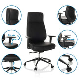 Sillón de oficina profesional VITORO ECO en negro con reposabrazos ajustables y pistón de gas de hjh OFFICE