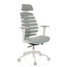 Silla de oficina profesional ERGO LINE W con tapicería de tela gris, respaldo segmentado y estructura blanca de hjh OFFICE