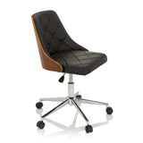 Silla Home Office CENCA negra con tapizado acolchado y base de cinco ruedas de hjh OFFICE – vista de 360° (vista frontal en diagonal 60°)