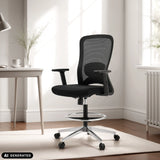 Silla de trabajo Top Work 44 negra con respaldo de malla y aro para los pies de hjh OFFICE (imagen generada por IA)