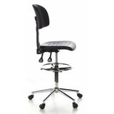 Silla de mostrador negra TOP WORK 23 con reposapiés y base de cinco ruedas de hjh OFFICE – vista de 360° (vista lateral 80°)