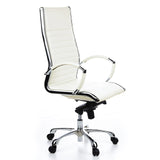 Sillón de oficina profesional PARMA 20 en color crema con costura transversal y base de cinco ruedas de hjh OFFICE – vista de 360° (vista frontal en diagonal 60°)