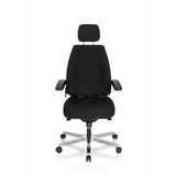 Silla giratoria XXL 24 HOURS I negra con reposacabezas y base de cinco ruedas de hjh OFFICE – vista de 360° (vista frontal 0°)