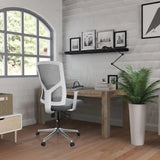 Silla Home Office BRETON BASE W gris con estructura blanca y respaldo de malla de hjh OFFICE