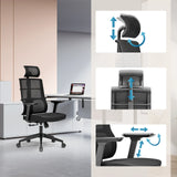 Reposacabezas, respaldo y reposabrazos ajustables de la Silla de oficina profesional SPINIO PRO de hjh OFFICE