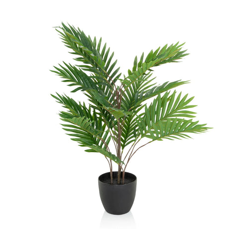 Kunstpflanze ARECA mit grünen Palmblättern in einem schwarzen Topf von hjh OFFICE