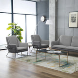 Sillón tapizado LAGUN en color gris claro con base gris oscuro de hjh OFFICE