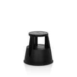 Taburete bajo TIO-M I negro con superficie redonda y base cónica de hjh OFFICE – vista de 360° (vista frontal 20°)